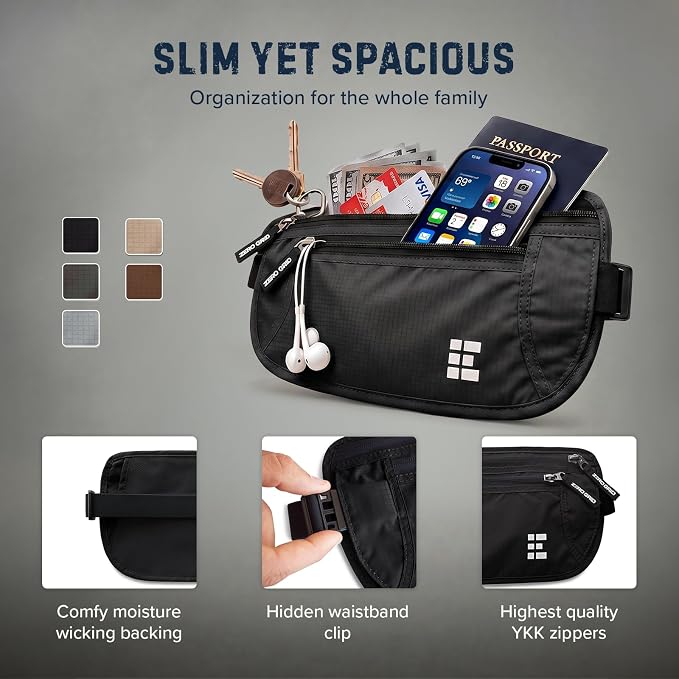 Money Belt for Secure Travel - RFID Blocking Slim Passport Holder - Hidden Waist Pouch for Cash, Credit Cards, Documents - Concealable Under Clothes, Water-Resistant Slim Fanny Pack for Men and Women - Image 5