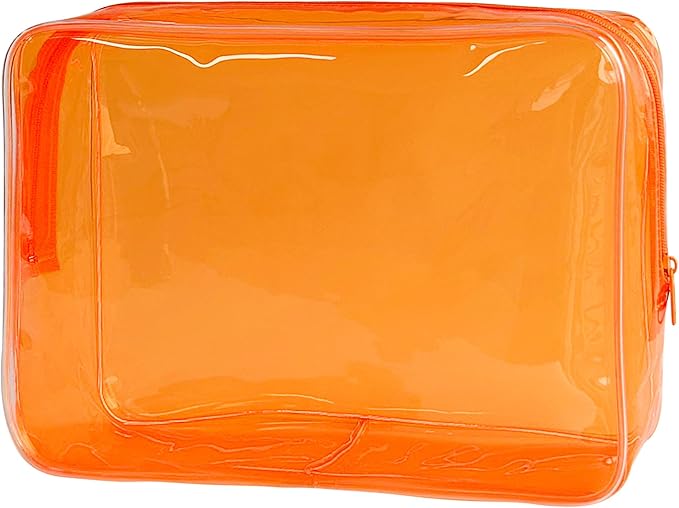 Waterproof PVC Makeup Bag - Leakproof Cosmetic Organizer for Travel Toiletry Storage 9.84×7.09×2.36 Inch for Women & Men (Orange) by TotePrint