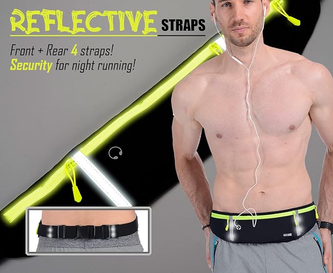 USHAKE Slim Running Belt, Workout Fanny Pack for Men Women,Exercise Waist Pack for Apple iPhone Holder, Runner Belt for Running Walking Cycling Camping Gym - Image 4