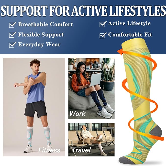 Sooverki Compression Socks for Women and Men Circulation (3/4 Pairs) is Best Support for Running Athletic Cycling Hiking - Image 3