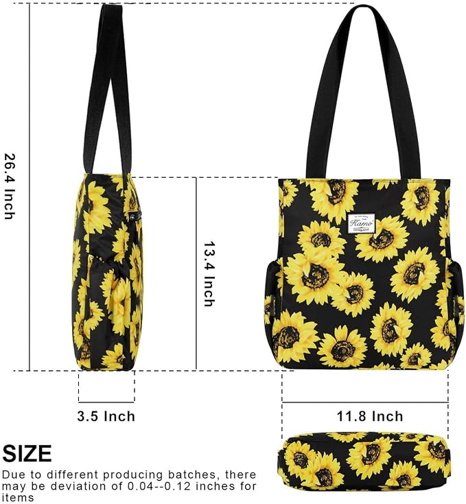 KAMO Floral Tote Bag - Waterproof Lightweight Handbags Travel Shoulder Bag for Hiking Yoga Gym Swimming Travel Beach - Image 3