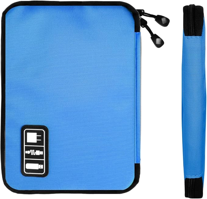 Lcsmaokin Electronics Travel Organizer,Portable Waterproof Electronic Travel Storage Bag for Small Charging Cord Storage,Charger,SD Card etc,for Travel,Business- Blue Green - Image 5