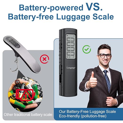Battery-Free Digital Luggage Scale, 110lbs/50kg Portable Handheld Hanging Scale for Luggages, Suitcases, Backpacks & Bags, Easy Weighing for Travel, No Need Batteries (Black) - Image 2
