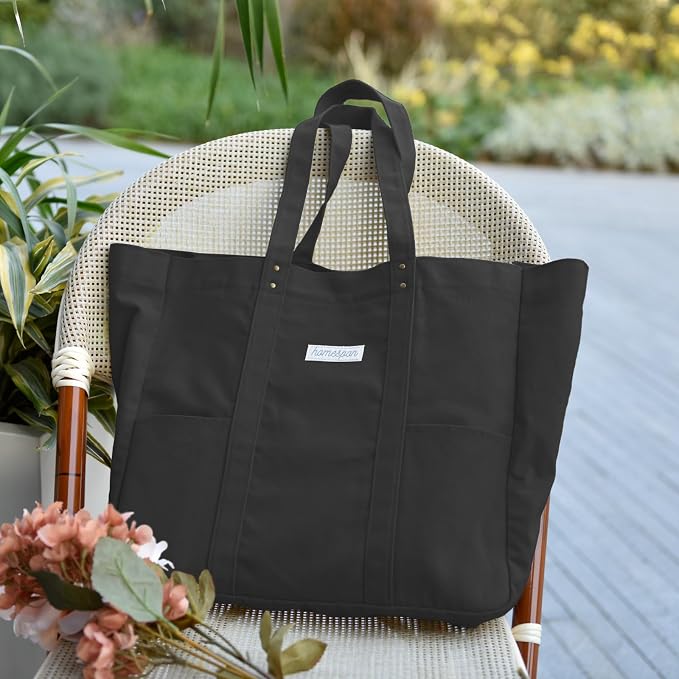 HOMESPON Large Canvas Tote Bag, Magnetic Work Laptop Pack for Women | Everything Bag, Multi Pockets, Internal Laptop Sleeve - Image 3