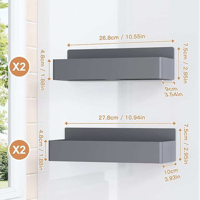Mystozer Magnetic Spice Rack for Refrigerator, Kitchen Organizer and Storage Shelf, Grey (4 Pack)… - Image 2