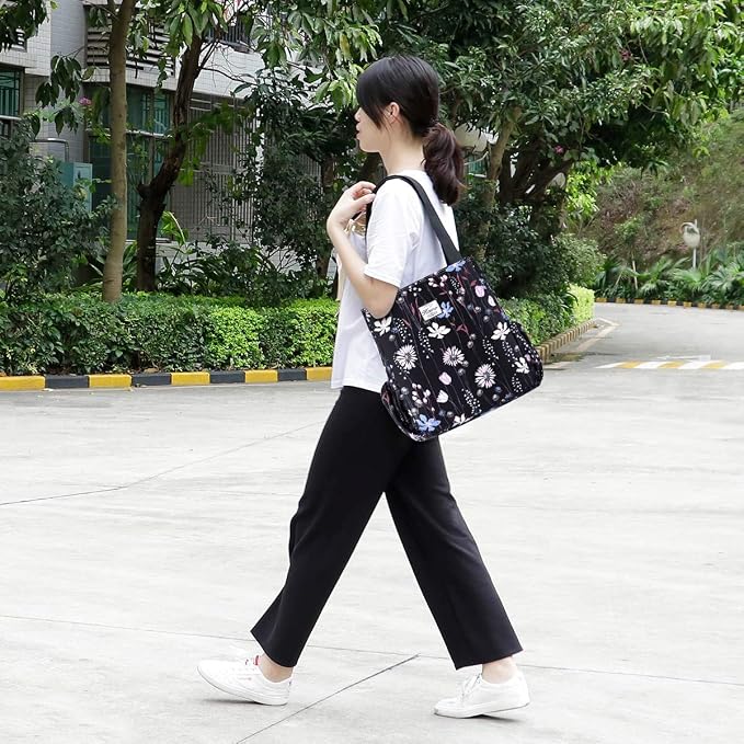 KAMO Floral Tote Bag - Waterproof Lightweight Handbags Travel Shoulder Bag for Hiking Yoga Gym Swimming Travel Beach - Image 2