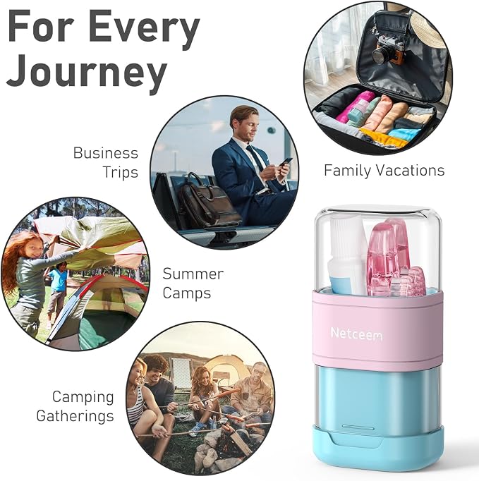 Toothbrush Travel Case Kit,Portable Folding Tooth Brush Holder and Toothpaste Cover Container with Mouthwash Cup, Oral Clean Tools Organizer for Traveling, Bathroom, Camping, Business Trip(1Pack） - Image 6