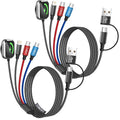 Travel Essentials 4-in-2 Multi Charging Cable for Apple Watch Charger, 5FT | Charging Cords for Multiple Devices with Dual Type-C/IP/iWatch Charger, Travel Cable for iWatch Ultra/11-2, iPhone17-8 by MPATIBY