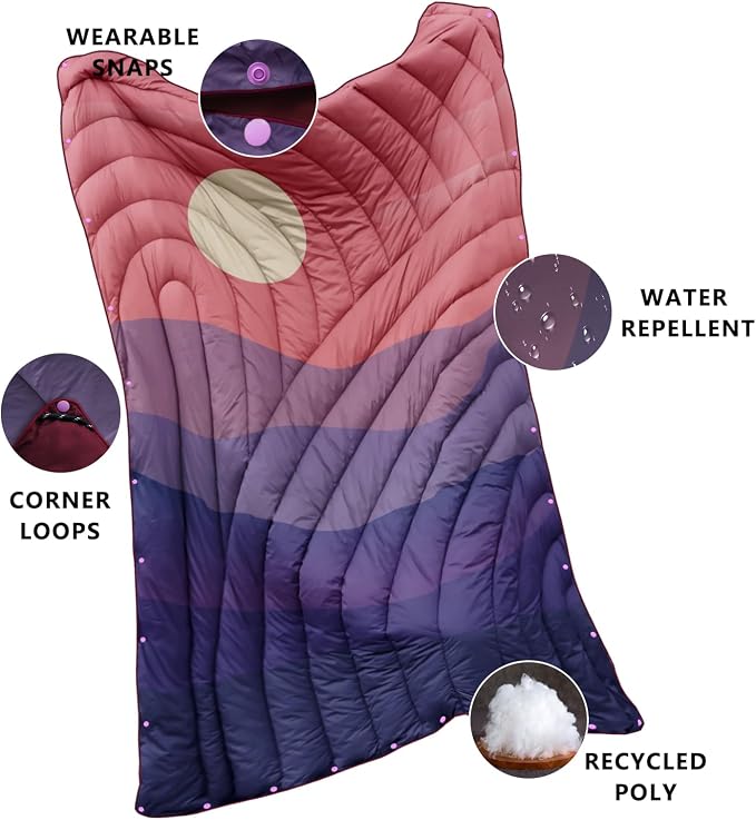 Puffy Camping Blanket,Large Camp Blanket Outdoor Camping Quilt Waterproof | Lightweight Printed Warm Packable Down Alternative Blanket for Camping,Traveling, Stadium, Hiking, Picnics - Image 3