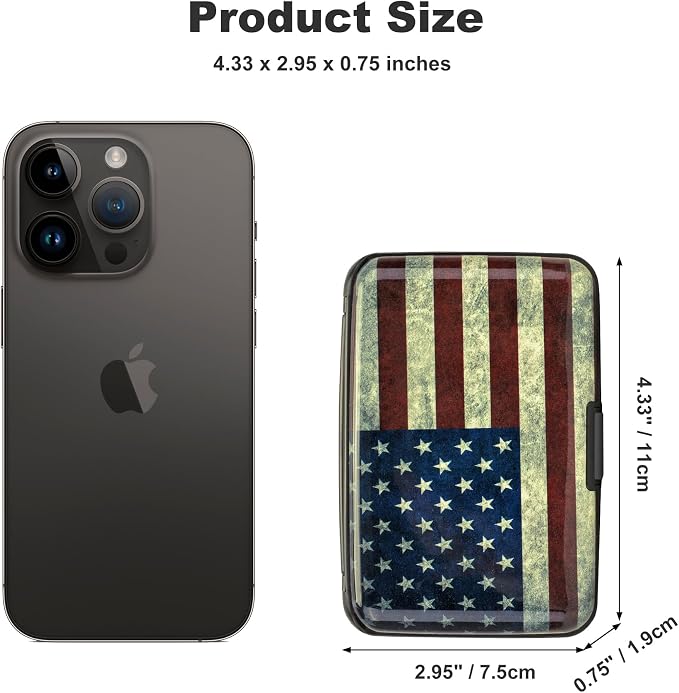 Mini RFID Aluminum Wallet Credit Cards Holder Business Card Case Metal ID Case for Men Women (Flag) - Image 4