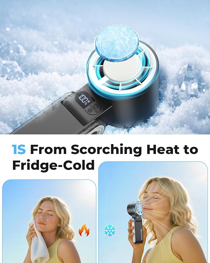 MORECORE Portable Handheld Fan with Ice Cooler, [Instant Chill to 50℉], Gifts for Men Mom Women Grandma Girl Her Hot Flash, 5000mAh Portable Cooling Fan, Camping/Cruise/Travel Essentials 2026 - Image 2