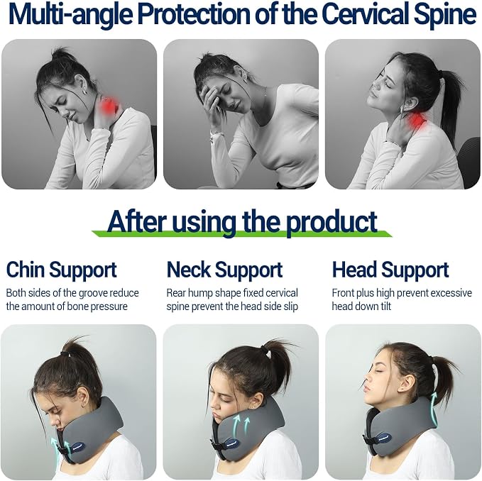 Season Guard Travel Neck Pillow for Airplane Car Flight - Dual-Core Memory Foam Pain Relief Pillows for Sleep - Best Traveling Essential Accessories for Rest - Head Cushion for Women Adult Kids - Image 6