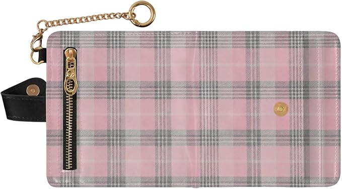 Pink Black Plaid Women's Wallets RFID Blocking,Credit Card Holder Bifold Wallet,Slim Card Cases,PU Leather Travel Wallet for men Girls - Image 2