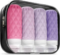 3.4oz Silicone Travel Bottles for Toiletries Refillable Liquid Accessories | for Shampoo and Conditioner, TSA Approved Leakproof Squeeze Bottles Travel-friendly with Labels/Clear Bag by Lericttor