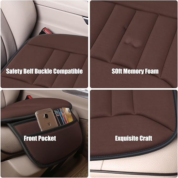 Lofty Aim Car Seat Cushion for Driving, Memory Foam Driver Seat Cushion | Car Seat Cushion for Long Driving, Automotive Seat Cushion for Pain Relief, Car Seat Pillow Fits Vehicles, Office, Brown - Image 2