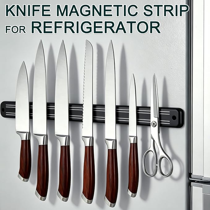 19.7in Magnetic Knife Strips,Magnetic Knife Holder for Wall/Refrigerator | Strong magnetic holder，magnetic tool organizer screws or tape installation,Saves counter space, keeps kitchen tidy - Image 6