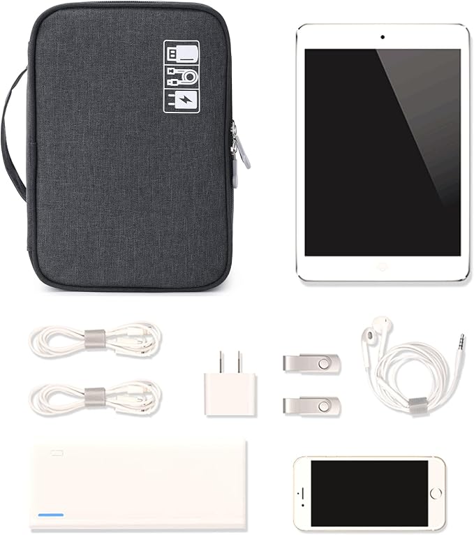 Lanola Custom Personalized Travel Cable Organizer Bag, Electronic Accessories Case Portable Double Layer Cable Storage Bag with DIY Dividers & Custom Photo Text for Men Women (Black) - Image 7