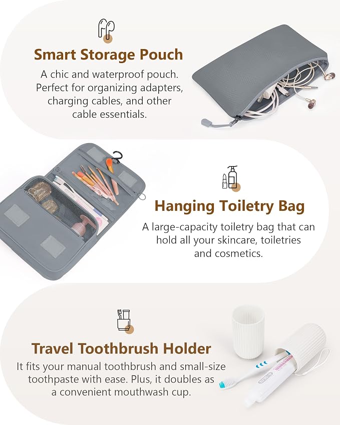 12 Set Compression Packing Cubes, Expandable Suitcase Organizers for Travel Accessories, Lightweight Luggage Organizer Bags, Gray - Image 6
