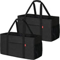 LHZK 2 Pack Extra Large Utility Tote Bag with Metal Wire Frame and the Sides Rinforced, Extra Large Tote Bag with Handle for Pool Beach Laundry Storage (Black) by LHZK