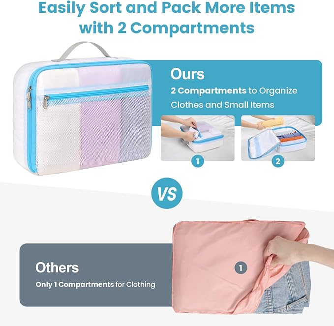 Cambond Mesh Packing Cubes for Travel Women - Lightweight Travel Bags Luggage Packing Organizer Travel Cubes for Suitcase with Handle - Image 4