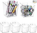 6 Pcs Clear Adhesive Wall Storage Bins, Small Cabinet Door Organizer Holders, Hanging Wall Mount Pockets, Plastic Cups for Shower Bathroom Makeup Office Craft Remote Kitchen Sink RV Organization by Unknown