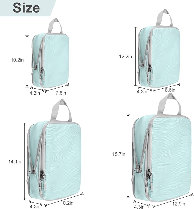 Compression Packing Cubes, Ultralight Packing Cubes for Carry on Suitcase, Travel Packing Essentials for Suitcase Organizer Bags Set, Durable Travel cubes for Luggage (Blue, Set of 4) - Image 3