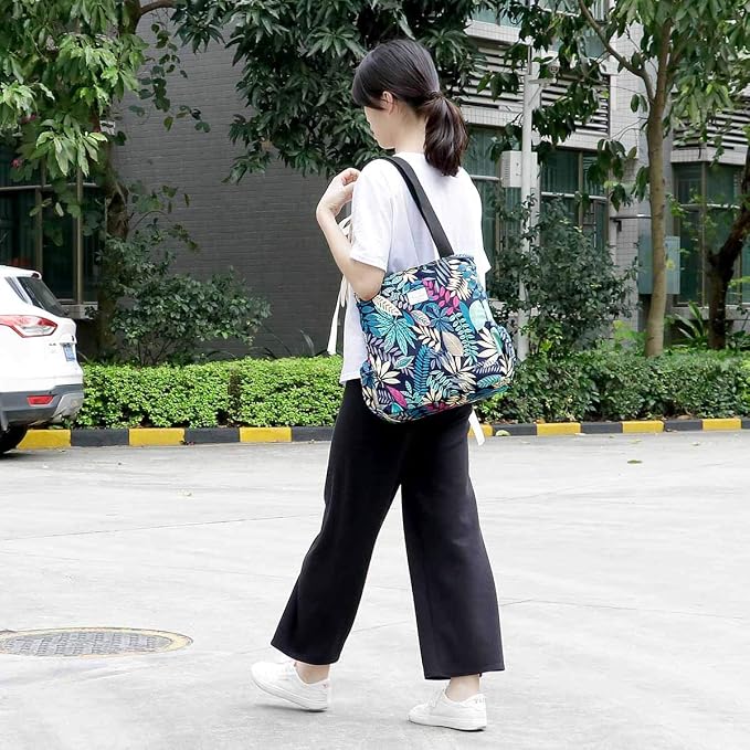 KAMO Floral Tote Bag - Waterproof Lightweight Handbags Travel Shoulder Bag for Hiking Yoga Gym Swimming Travel Beach - Image 2