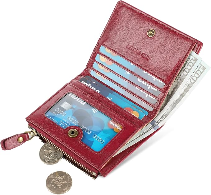 Ultra Thin Small Compact Leather Womens Girls Wallets RFID Blocking Credit Card Holder for Women - Image 2