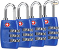 TSA Luggage Locks (4Pack) - 3 Digit Combination Padlocks - Approved Travel Lock for Suitcases & Baggage (Dark Blue) by Cluckyu