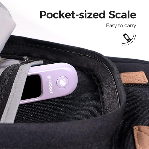 pack all Digital Luggage Scale for Travel, 110Lbs Capacity, 0.1Lb Precision | Handheld, Backlit LCD Display, Lb/Kg/Oz Conversion, Tare Function, Battery Included, Purple - Image 7