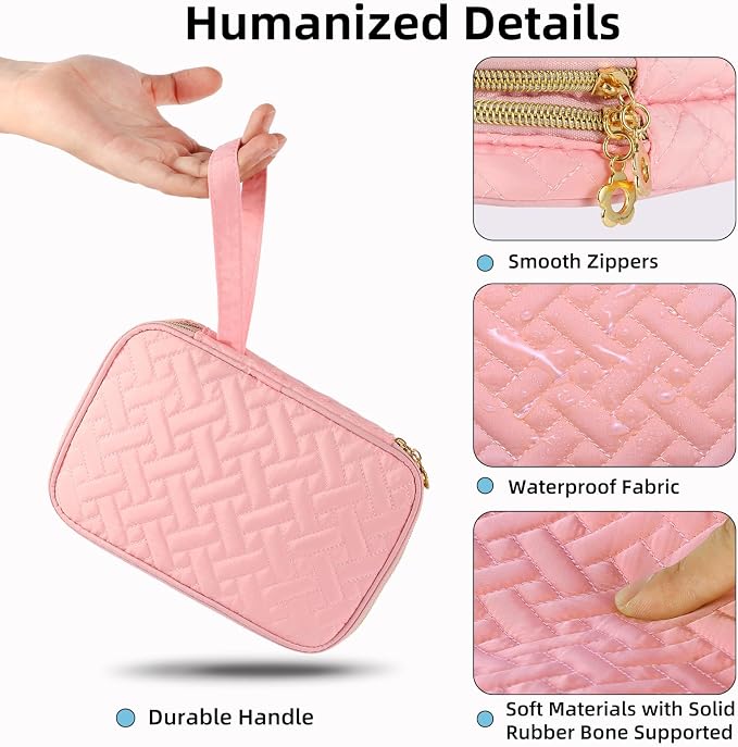 Electronics Organizer Travel Case, Charger Bag Cord Organizer Travel, Compact Tech Pouch Cable Organizer Bag for Charger, Cords, Phone, Headphones, Flash Drive, SD Card (Pink, Small-Double Layer) - Image 3