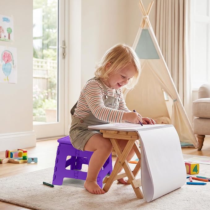 Dyforce Kids Step Stool 9 Inch, 300lbs Folding Step Stool for Toddler | Step stool Purple,Anti-slip Heavy Duty with Handle, Lightweight Foldable Foot Stool for Bathroom Kitchen Bedroom Outdoor - Image 5