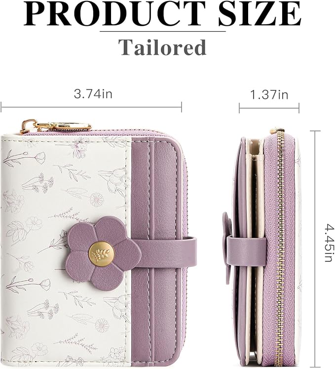 Small Wallet for Women Rfid Bifold Leather Card Holder Wallet With Zipper Pocket - Image 2