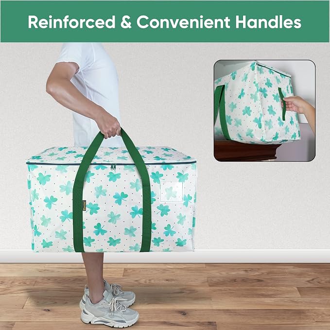 BALEINE 2-Pack Oversized Moving Bags with Reinforced Handles, Heavy-Duty Storage Tote for Clothes, Moving Supplies (Clover, 2-Pack) - Image 5