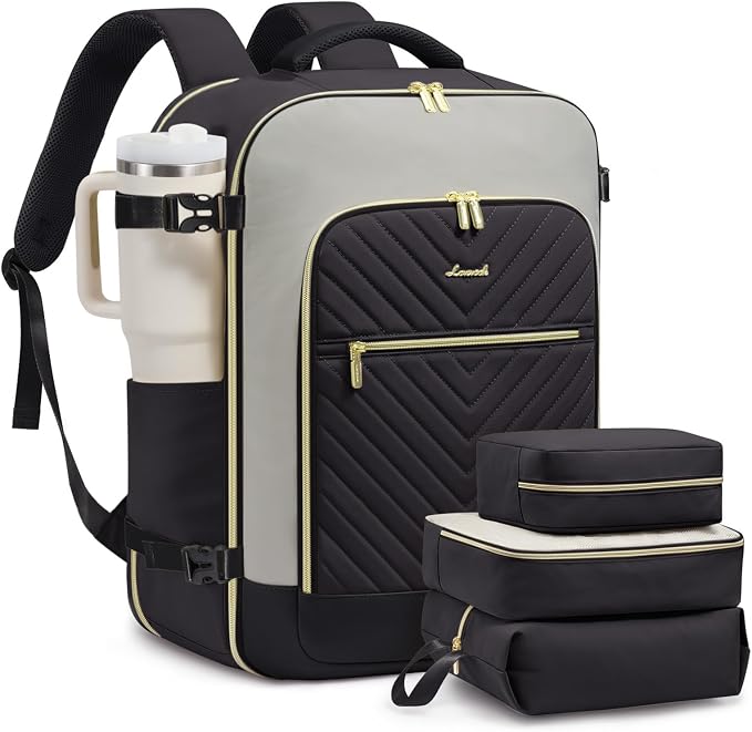 LOVEVOOK Large Travel Backpack for Women, TSA Carry on Backpack for Airplanes, 40L Personal Item Travel Bag for Women fits 17" Laptop,Waterproof Carry on Bag Airplane Approved with 3 Packing Cubes by LOVEVOOK