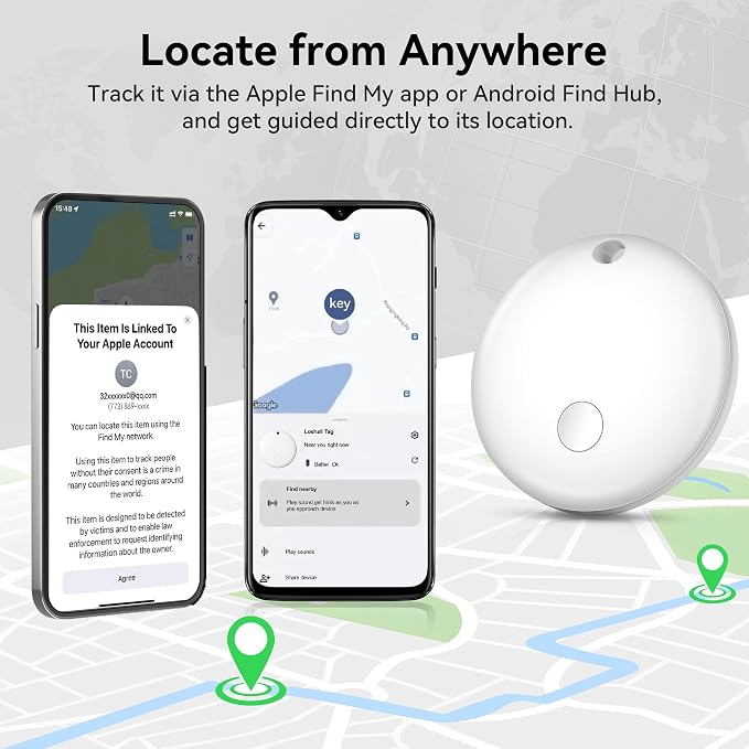 Air Tracker Tag-2 Pack for Android/iOS - [Apple MFi Certified] | Bluetooth Air Smart Tags Works with Apple Find My/Find Hub APP, Key Finders, Item Locator for Keys, Bags, Suitcases, Luggage - Image 6