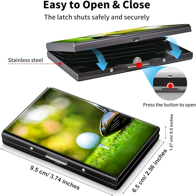 Metal Wallet,Credit Card Holder for Women Men,RFID Blocking Card Holder Mini Slim Aluminum Wallet ID Case Hard Case Business Card Holder Case,Golf Club Green - Image 5