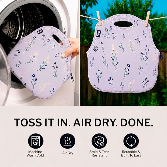 Built Gourmet Getaway Neoprene Lunch Bag - Thistle Ditsy - Image 6