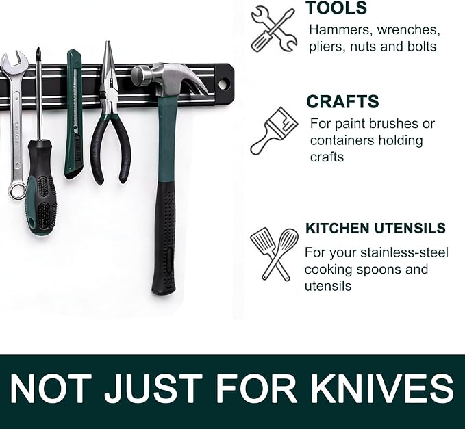 2pcs Magnetic Knife Strips,Magnetic Knife Holder for Wall/Refrigerator | Strong magnetic holder，magnetic tool organizer screws or tape installation,Saves counter space, keeps kitchen tidy - Image 5