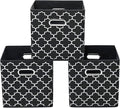 11 Inch Cube Storage Bins , Fabric Cube Organizer Bins with Handle, Foldable Cube Bins for Cloth or Accessary Storage, 11x11x11 Set of 3 (Black Light) by Yunkeeper