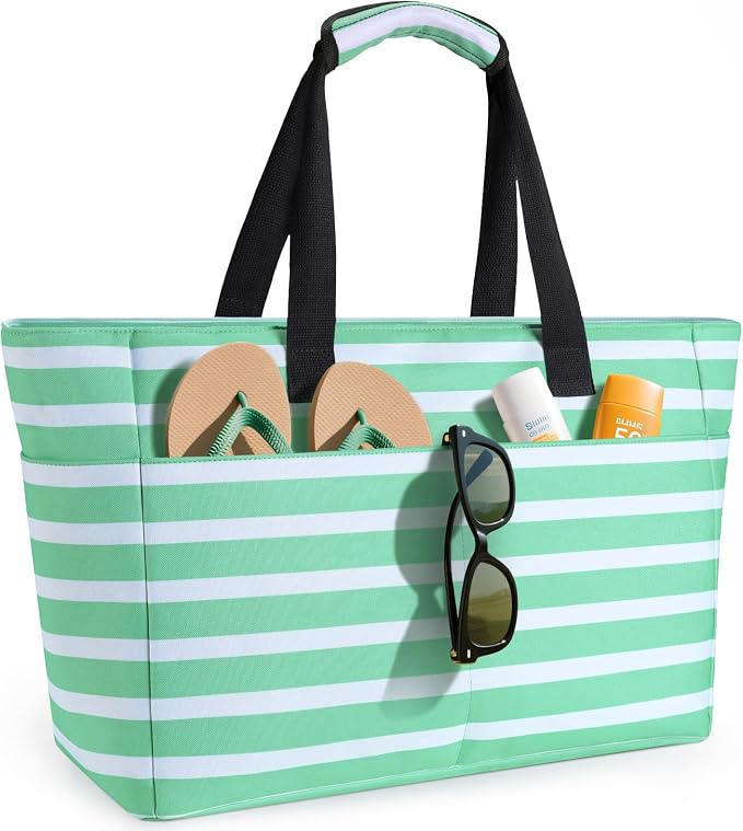 ISEYOU Extra Large Beach Bag Waterproof Beach Totes Bags for Women, Lightweight Foldable Pool Bag with Zipper Wet Compartment by ISEYOUmakeabetterlife