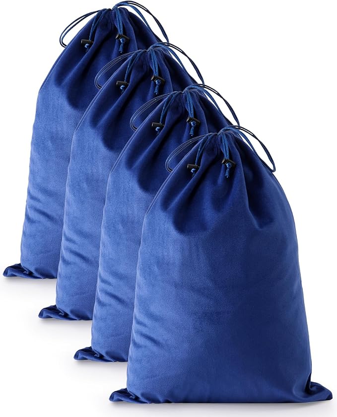 4 Pcs Shoe Bags for Travel, Dust Velvet Bags, Palace Blue, 17.3x12.6 Inch | Washable & Reusable Travel Shoe Bags, Dustproof Shoe Bags with Drawstring Closure, Suitable for Travel, Home Storage by WelcometoFantasyLife