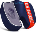 CushZone XXL Memory Foam Seat Cushion for Office & Car, Blue | U-shaped Coccyx Cutout, Contoured Design, Breathable Removable Mesh Cover, Non-Slip Base, Carry Handle by CushZone