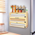 MSJGA Magnetic Plastic Wrap Dispenser with Cutter for Drawer&Refrigerator | 3 in 1 Fridge Bamboo Organizer for Tin Foil, Baking Paper, Wax Paper Holder Kitchen Storage Box Compatible,13" x 8.2" x 2.7" by MSJGA