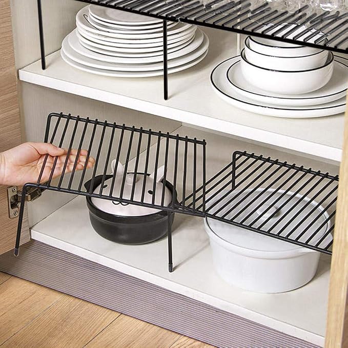 Tomorotec Expandable Cabinet Shelf Organizer, Metal Kitchen Pantry, Black | Extendable from 12.3 to 22.5 in with Heavy Duty Steel Frame and Anti Slip Feet for Bathroom or Closet - Image 7