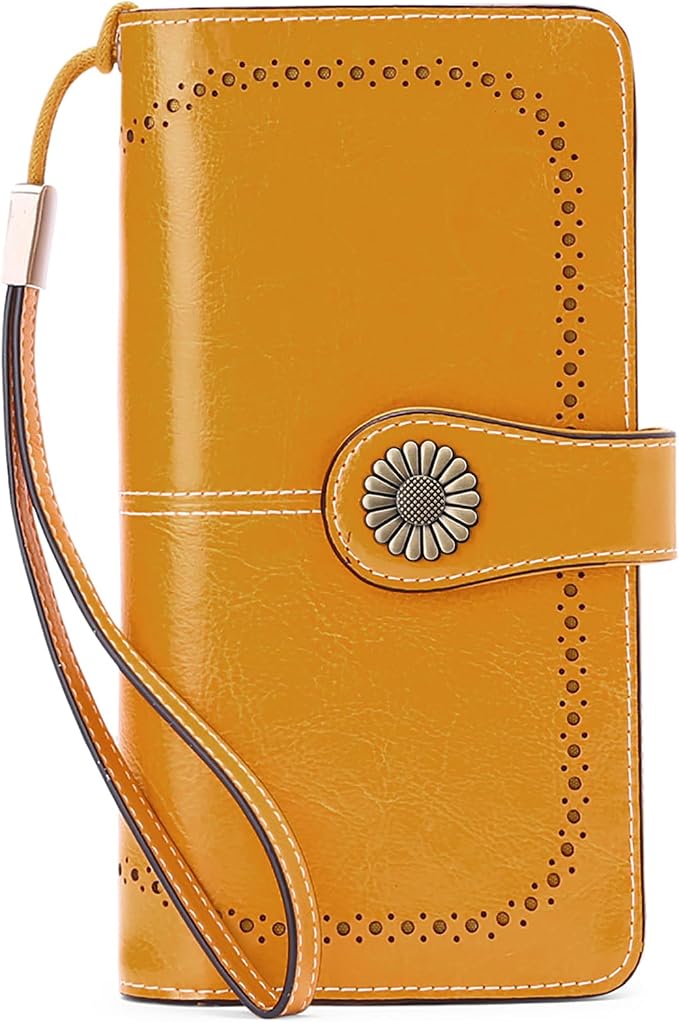 SENDEFN Wallets for Women Leather Credit Card Holder with RFID Blocking Large Capacity Wristlet | with RFID Blocking - Image 3