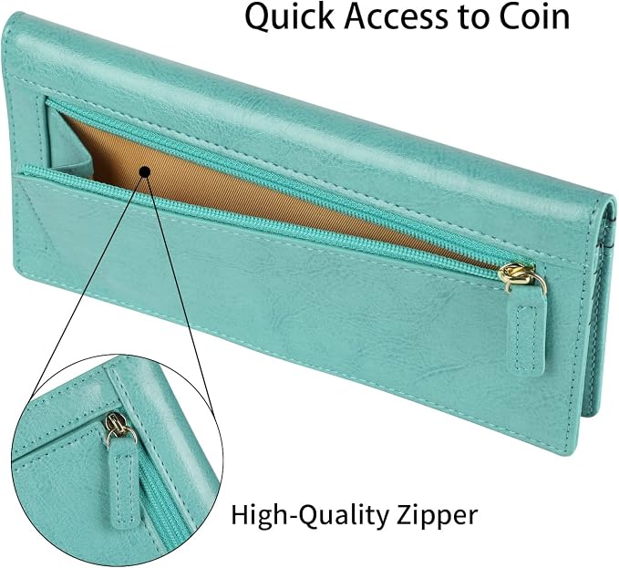 Ultra Slim Thin Leather Women Wallet RFID Blocking Credit Card Holder Bifold Long Ladies Billfold - Image 6