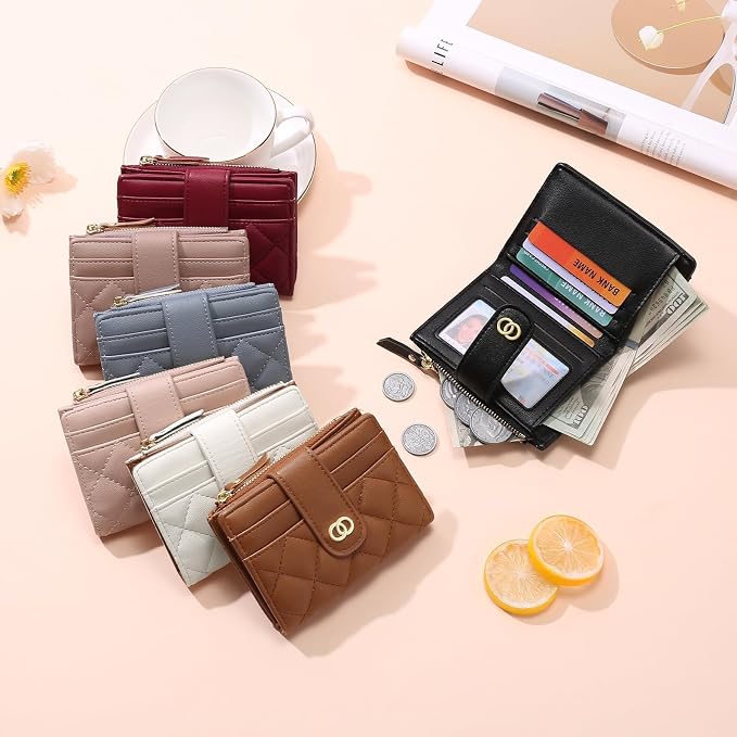 GAEKEAO Small Wallet for Women Slim Bifold Leather Credit Card Holder Wallets Zipper Pocket Coin Purse with ID Window - Image 2