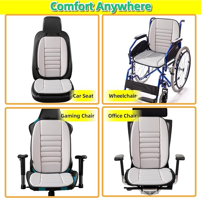kingphenix Car Seat Cushion with Back Support Pillow, Memory Foam, Gray | Memory Foam Car Cushion for Long Driving, Truck, Office Chair, Tailbone and Lower Back Support - Image 5