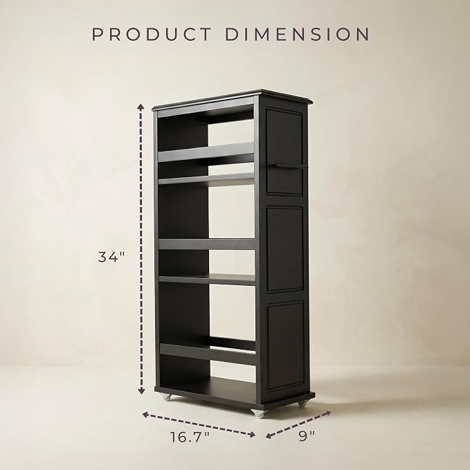 Lavish Home 3 Tier Slim Utility Rolling Storage Cart, Black, 16.7”W x 9”D | Narrow Rolling Cart Storage Organizer with Handle and Wheels for Bathroom, Laundry Room, and Kitchen, Pull-Out Home Organizer - Image 2